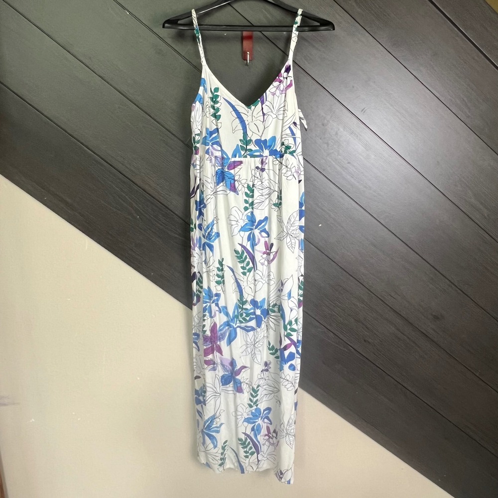 Isabel By Ingrid + Isabel Women Floral Maxi Dress White Blue Purple M Open Back